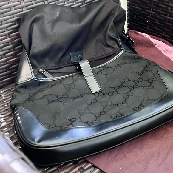 π₯π₯πππ«VINTAGE GUCCI JACKIE KENNEDY Bag Black Canvas/Leather ππππ - Picture 7 of 16